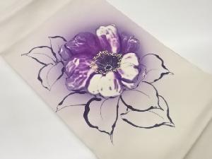 作家物　塩瀬手描き花模様名古屋帯